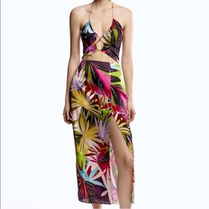 Zara Cut out Tropical MIDI Dress